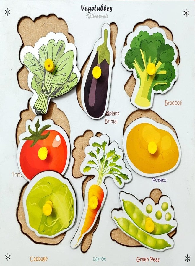 Khilonewale - Combo of 4 Wooden Learning Puzzle Boards (Vegetables + Animals + Fruits + Flowers) - Image 3